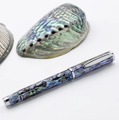 Miniatura 5 de LACHIEVA LUX Exquisito bolígrafo de punta redonda de concha de abulón con repuesto alemán 888F, regalo de escritura de lujo para ejecutivos, hombres