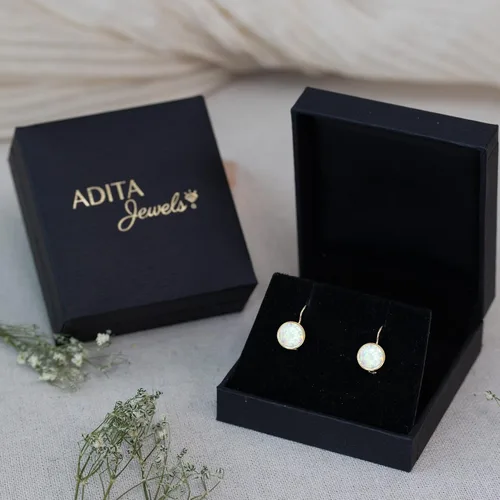 Miniatura 25 de 14k Solid Yellow Gold Gemstone Earrings - Birthstone Earrings - 8mm Dangle Earrings, Dainty Gemstones Earrings, Bridal Handmade Wedding Jewelry Gift
