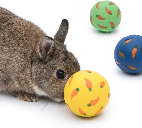 Miniatura 2 de Niteangel Bola de golosina, bola de aperitivo para conejillos de indias, conejos, erizos y otras mascotas pequeñas (pequeña, amarillo, azul y verde)