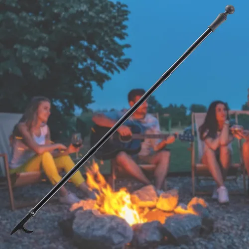 Miniatura 9 de Póquer de fuego para hoguera, póquer de chimenea de 32 pulgadas, póquer largo resistente para chimenea, camping, estufa de leña, uso en exteriores e
