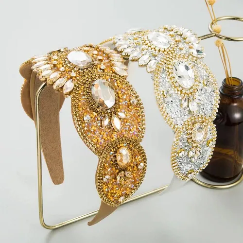 Miniatura 5 de Diadema de moda para mujer, diadema decorativa de diamantes de imitación anchos para mujer, accesorios para el cabello para mujeres y niñas