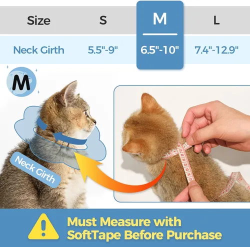 Miniatura 2 de ComSaf Collar de cono para gato, suave, protector ajustable para evitar lamer después de la cirugía, cómodo y ligero collar isabelino para gatito