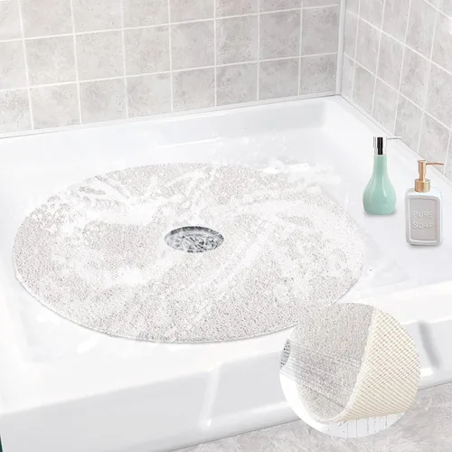 Tapete de ducha antideslizante, redondo para ducha interior, tapete de bañera antideslizante, tapete de baño de secado rápido, tapete de lufa para
