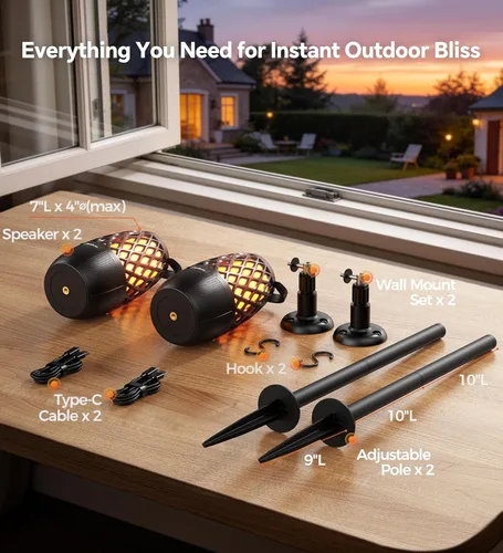 Miniatura 8 de Altavoces para exteriores, regalos para hombres, altavoz Bluetooth con luces, multisincronización, hasta 100 altavoces, emparejamiento automático