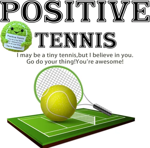 Miniatura 2 de Mini Pelota de Tenis Divertida de Ganchillo, Regalos para Amantes del Tenis, Regalos de Cumpleaños para Hombres y Mujeres Jugadores de Tenis, Apoyo