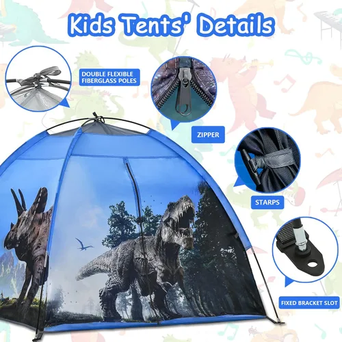 Miniatura 7 de Tienda de juegos para niños con dinosaurios, juguetes de dinosaurios para niños, tienda de campaña desplegable para diversión en interiores