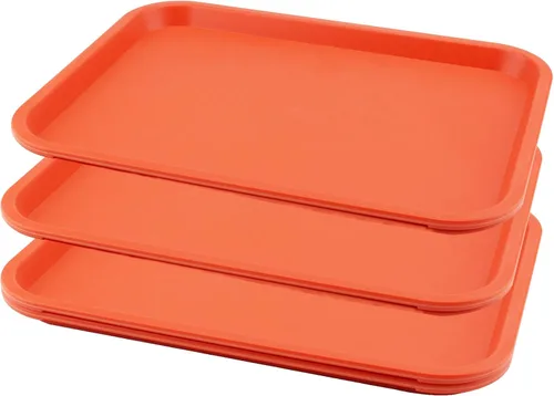 Miniatura 23 de Paquete de 5 bandejas azules de comida rápida de 13.8 x 10.6 pulgadas, bandejas rectangulares grandes para servir restaurante, bandejas de plástico