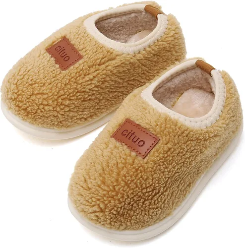 Miniatura 3 de RVROVIC Pantuflas cálidas de invierno para niños y niñas, pantuflas suaves de forro polar antideslizantes para niños pequeños zapatos