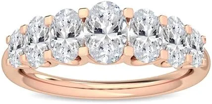 Miniatura 6 de CUSTOMIZE JEWELS 2.10 ctw Oval Shape White Lab Grown Diamond In 14K Gold Side Stone Engagement Ring,F-GVS1-VS2