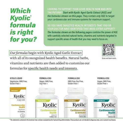 Miniatura 6 de Kyolic - Extracto de ajo envejecido Fórmula 300 - Salud cardiovascular - Suplemento de extracto de ajo envejecido biodisponible - Apoya la función