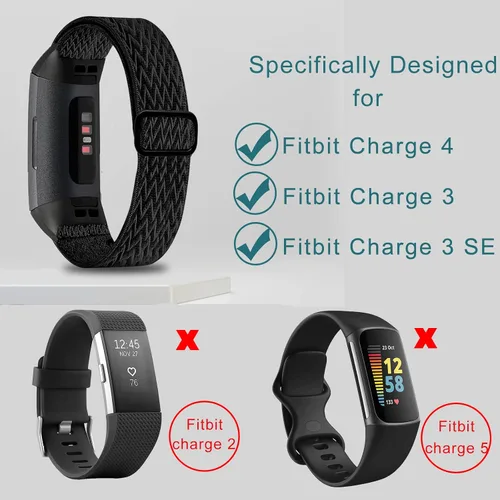 Miniatura 4 de Paquete de 4 correas elásticas compatibles con Fit bit Charge 4 Bands/Charge 3 Band/Charge 3SE Smart Watch Pulseras para mujeres y hombres, correas