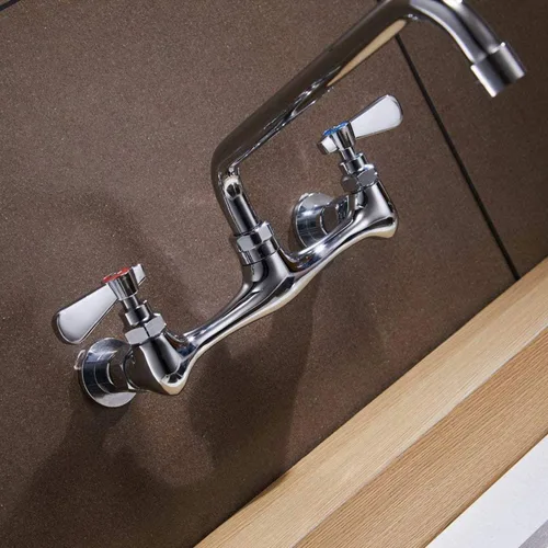 Miniatura 9 de modelo 4353 - Grifo de montaje en pared, grifo de cocina con boquilla giratoria de 8 pulgadas, cuello de cisne de 8 pulgadas, centro de 2 asas