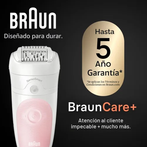 Miniatura 6 de Braun Depiladora Silk-épil 5, dispositivo de depilación, afeitadora y recortadora para mujer, húmeda y seca, incluye tapa de contacto para la piel
