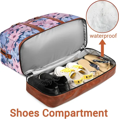 Miniatura 25 de IBFUN Bolsas de fin de semana para mujer, bolsa grande de lona para viaje, bolsa de viaje con compartimento para zapatos, 21 pulgadas, juego de 3