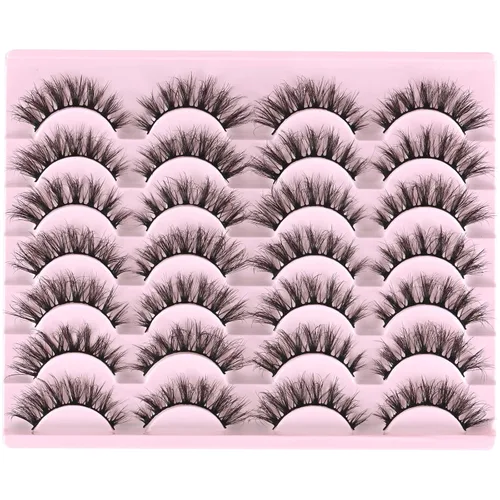 Miniatura 5 de FARRED Pestañas naturales, pestañas postizas de ojo de gato, pestañas postizas esponjosas de aspecto natural, 14 pares de pestañas cortas