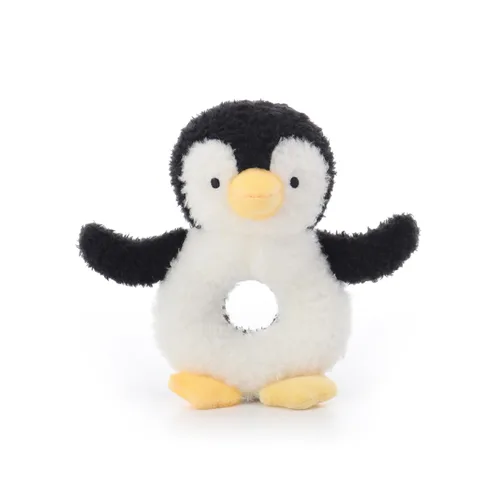 Apricot Lamb Baby Lovey - Juguete suave de sonajero de pingüino, animal de peluche para recién nacido, suave de más de 0 meses (pingüino negro, 6