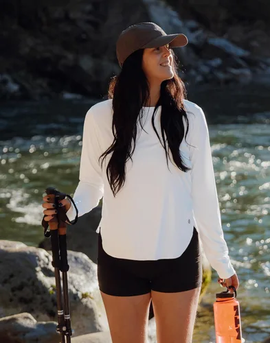 Miniatura 2 de Camisetas de sol para mujer, con protección ultravioleta FPU 50+, manga larga, ligera, de secado rápido, para entrenamiento, senderismo, para mujer