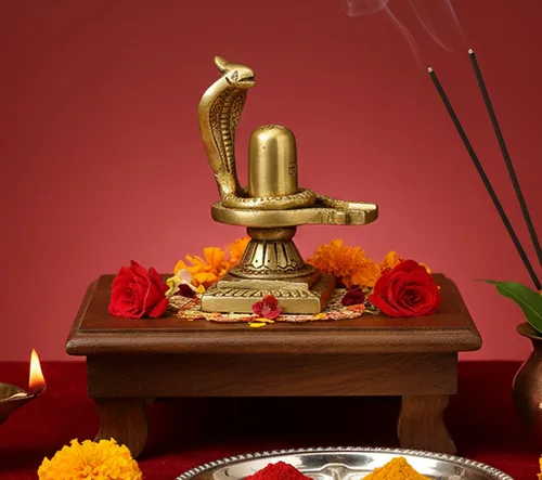 Miniatura 2 de eSplanade Shiv Ling Shiva Lingam de latón con estatua de Sheshnaag Ídolo Murti para el templo casero y Pooja - 4 pulgadas