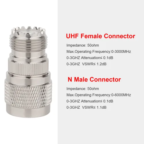 Miniatura 2 de XRDS -RF Adaptador N macho a UHF hembra Conector N a PL-259 SO-239 Conectores de cable coaxial RF coaxial Paquete de 2 (no para TV)