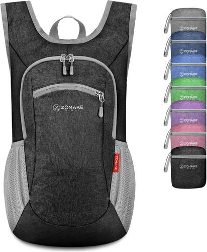 ZOMAKE Mochila plegable ultraligera de 10 litros, pequeñas mochilas plegables para senderismo, resistente al agua, mochila plegable para mujeres y