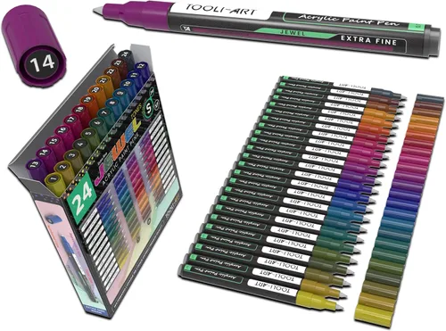 TOOLI-ART Marcadores de pintura acrílica, juego de colores especiales para pintura roca, lienzo, tela, vidrio, tazas, madera, cerámica, plástico,