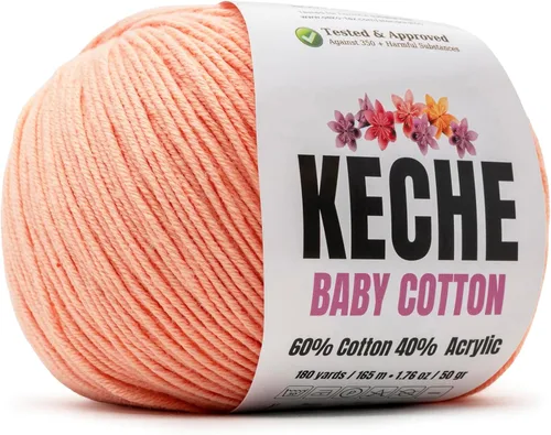 Miniatura 84 de Keche Hilo de algodón, 60% algodón, 40% hilo acrílico, hilo de algodón suave para crochet y tejer, hilo amigurumi, 1 madeja/bola, 1.76 onzas (50g)
