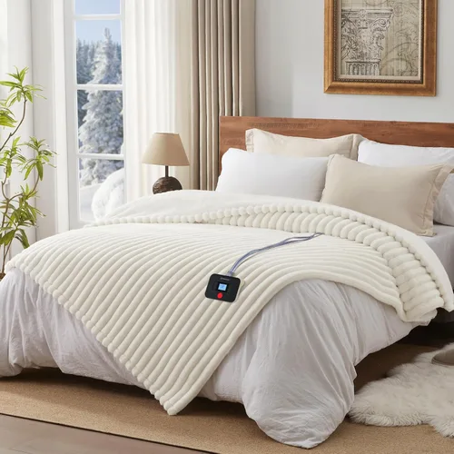 Miniatura 28 de Manta eléctrica con calefacción Westinghouse, manta eléctrica con 6 niveles de calefacción y configuración de tiempo de 2-10 horas, manta eléctrica