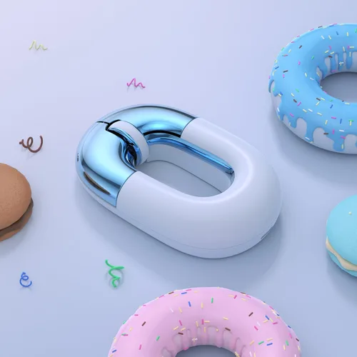 Miniatura 4 de Ratón de viaje azul inalámbrico para ordenador portátil. Ratón silencioso Bluetooth Ratones de donut lindos portátiles recargables modo dual