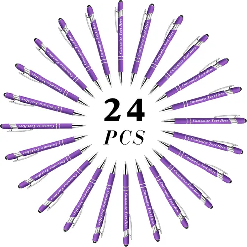 Miniatura 11 de Bolígrafos personalizados a granel con punta de lápiz capacitivo, 12 bolígrafos personalizados con logotipo de mensaje con nombre, bolígrafos