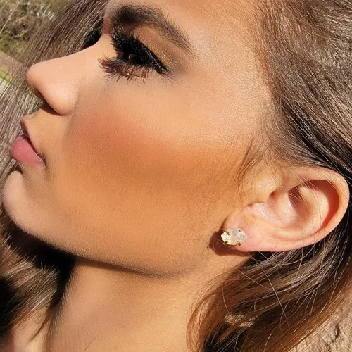 Miniatura 32 de Aretes de piedra preciosa natural en bruto con oro amarillo sobre plata de ley 925, 6 a 0.276 in, regalo de piedra de nacimiento de calidad genuina