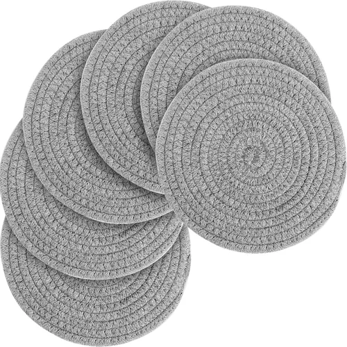 Miniatura 2 de Juego de salvamanteles de 100% algodón puro, juego de soportes para ollas calientes (juego de 6) elegantes posavasos, almohadillas calientes