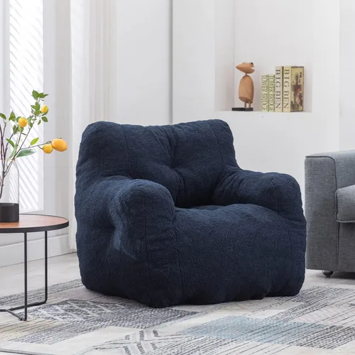 Miniatura 11 de Puf - Silla de sofá individual, mullida, moderna, suave, copetuda, de espuma, sofá perezoso, silla de ocio para sala de estar, dormitorio, balcón