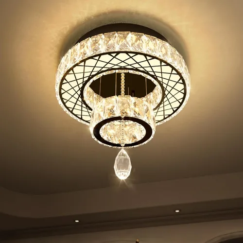 Miniatura 27 de HAIXIANG Candelabro de techo alto de 118 pulgadas, colgantes lineales de cristal, regulables remotos, techos inclinados compatibles, negro mate
