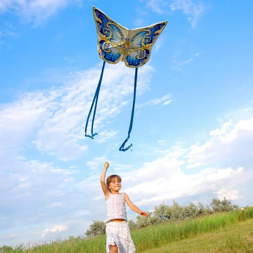 Miniatura 5 de Xida - Cometa de mariposa para niños y adultos, fácil de volar, de 4 a 8 años, cometa grande con mango de 300 pies, perfecta para viajes a la playa