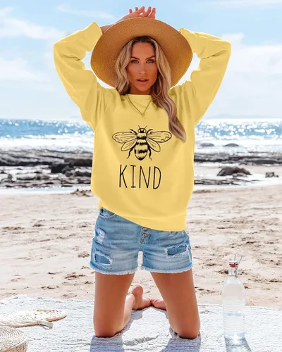 Miniatura 4 de KIMSOONG Bee Kind T Shirt Be kind Sweatshirt Women Funny Inspirational Lightweight Blouse