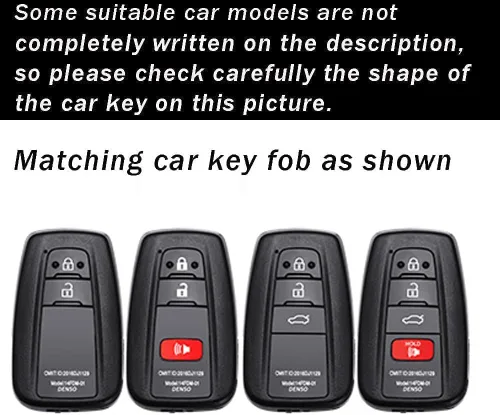 Miniatura 2 de ontto Funda para llave de coche con llavero de cuero y metal compatible con Toyota Camry CH-R CHR Prius RAV4 86 Corolla Yaris Land Cruiser llavero