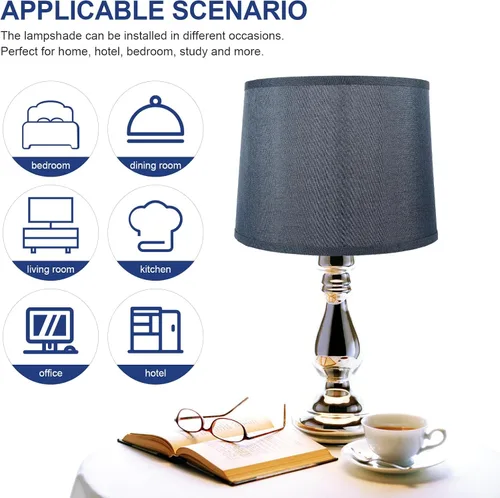 Miniatura 3 de Accesorios de escritorio, pantallas de lámpara para lámparas de pie, pantalla de lino, cubierta de lámpara rústica, pantalla de tela, cubierta