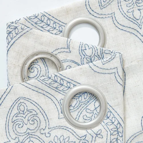 Miniatura 6 de Jinchan - Cortinas de lino bohemias para sala de estar, diseño bordado, cortinas para ventana, filtrado de luz, mezcla de lino, juego
