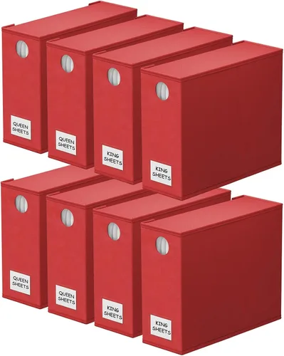 Miniatura 17 de SpaceAid Paquete de 8 Organizadores y Almacenamiento de Sábanas de Cama, Organizador de Sábanas Plegable para Armario de Ropa Blanca, Carpeta Beige