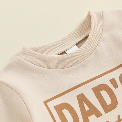 Miniatura 10 de Conjunto de 2 piezas de sudadera con estampado de letras y cuello redondo para bebé niño