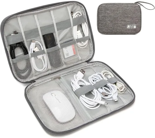 Miniatura 8 de Funda organizadora de artículos electrónicos, bolsa organizadora de cables de viaje, bolsa de almacenamiento portátil para cable, cargador