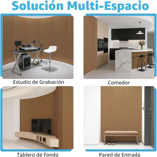 Miniatura 9 de Panel de pared de listones acústicos de madera Art3d con diseño roll-flat - Paneles absorbentes de sonido de 95.3 x 23.8 pulgadas para columnas