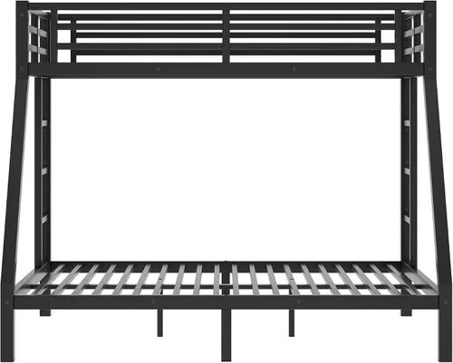 Miniatura 5 de Bellemave - Litera de cama individual XL sobre queen de metal resistente para adultos, color negro