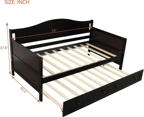 Miniatura 2 de Harper & Bright Designs Sofá cama individual con cama nido, marco de sofá cama individual de madera para dormitorio, habitación de invitados, sala