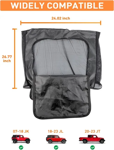 Miniatura 6 de Savadicar Parasoles para ventana trasera, parasol de malla transpirable para ventana lateral, media cubierta, compatible con Jeep Wrangler JK JL