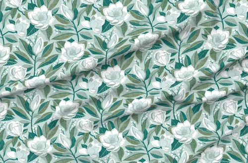 Miniatura 4 de Spoonflower Tela - Flores de boda de magnolia floral boho hojas bohemias blancas rústicas impresas en tela de gasa Fat Quarter - Costura de ropa