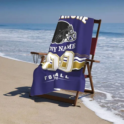 Miniatura 5 de Toallas de playa personalizadas Baltimore, toalla de playa personalizada con número de nombre, toalla de baño suave personalizada, manta de playa