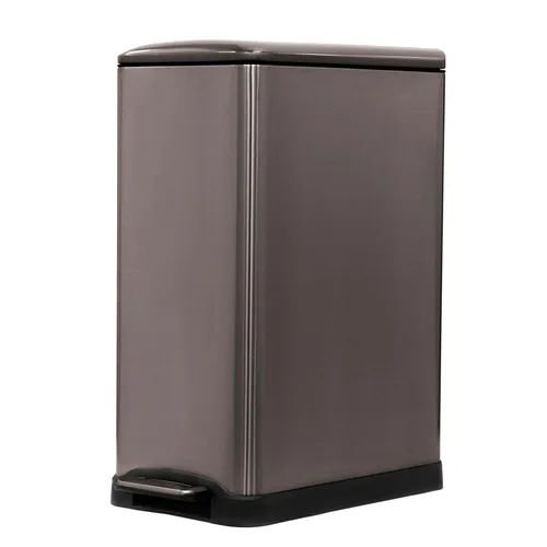 Miniatura 4 de Home Zone Living - Cubo de basura delgado para cocina de 13 galones con dos compartimentos para reciclaje, de acero inoxidable, color negro, 50