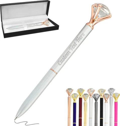 Miniatura 70 de Aolun 10 bolígrafos de diamantes con cristal personalizados a granel, bolígrafo de metal personalizado con nombre grabado, regalos de texto