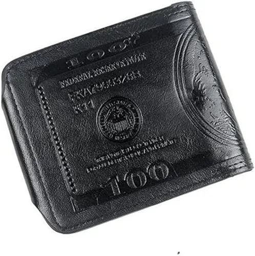 Miniatura 2 de ThunderStar Cartera creativa para hombre Monedero unisex 100 dólar Bill Money Bifold Card Holder Bolso (negro)